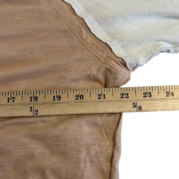 Free People Blush Pink Lace Collar‎ White Puff Sleeve Loose Fit Top Size Small - Picture 7 of 10